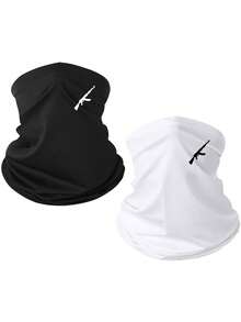 1 pieza/2 piezas Máscara facial elástica y transpirable de unicolor y estampada, pasamontañas versátil para uso diario al aire libre, senderismo, pesca, etc. - Multicolor - Ver 12