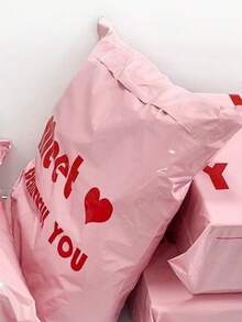 10pcs/Set High Appearance Ins Style Gift Bag Thickened Pink English Printing Bag Clothing Packaging Bag - Packaging Bags - View 3