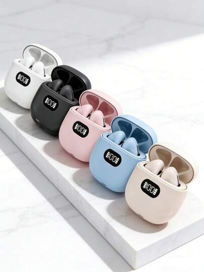 Auriculares inalámbricos TWS deportivos con LED Bluetooth - Auriculares estéreo intrauriculares con micrófono, auriculares cómodos, regalo para vacaciones