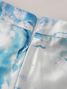 This Elegant Satin-Faced Multi-Functional Skirt Is The Perfect Choice For Spring Wear. It Is Very Suitable For Casual Outings, Travel, Parties, Valentine's Day, And Dates. (Belt Not Included) Summer - Blue - View 5