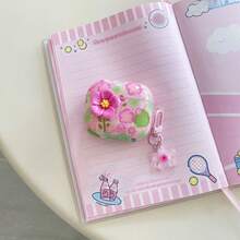 Flower 1pc 3D Floral Printed Earphone Case, Girly Spring Inspired Design, Compatible With Apple 1/2/3/Pro/Pro2/4/Pro3, Includes Flower Decor Accessory - Pink - View 5