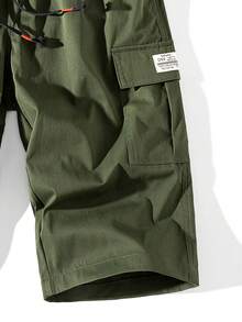 夏季新款男士七分褲，寬鬆休閒百搭日系工裝褲 - 軍綠色 - 查看 6