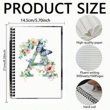 Initial Floral Spiral Notebook, 100 Spiral Bound Pages, Suitable For Study, Work And Note-Taking, Quality Paper Material, Sketchbook, High-Quality Paper, Gift Shoppers, Study Planner, Themed Diary, Notebook. Suitable For All 4 Seasons - A5 - View 4