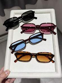 1-4pairs Women Leopard Plastic Multicolor Geometric Full Frame Classic Fashion Glasses For Holiday Gift Suitable For All Face Shapes Rave Party Outdoor Going Out Outfit Fashion Accessories Back To School Preppy All-Season Accessories - 彩色 - 查看 2