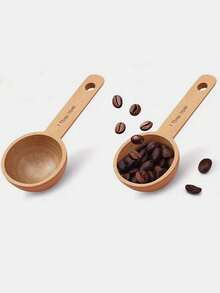 1pc/2pcs/5pcs Wooden Short Handle 15ml Graduated Measuring Spoon, Modern Minimalist Design Easy To Clean Multi-Function Coffee Bean Scoop For Kitchen, Cafe, Dessert Shop, Hotel, Restaurant Kitchen,Kitchen,Christmas Gift - Brown - View 4