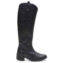 Dara Women's Country Boot, Long Shaft, Zipper, Embroidered, Heel, Everyday Use - 黑色 - 查看 11