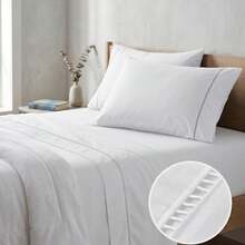 400 Thread Count 3-Piece Bedding Set With Fitted Sheet And Pillowcases, Soft Touch, Everyday Comfort, Single, Full, Queen, King - White - View 1