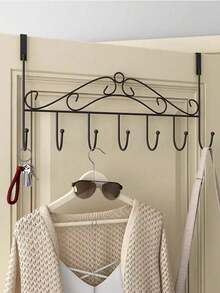 Wall-Mounted Over-The-Door Coat Rack With Multiple Hooks And Towel Storage - Space-Saving Modern Design, Easy To Install, Can Hang Heavy Coats, Jackets, Dresses, Bedding - Sturdy Over-The-Door Rack With Durable Black Frame And White Finish, Ideal For Entryway, Bedroom, Bathroom Storage - Multifunctional Over-The-Door Storage Solution, Practical Hooks, Wall Hooks, Door Hooks, Wall Hooks, Bathroom Towel Hooks - Multicolor - View 5