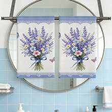 1 pieza Toalla de cocina y paño de cocina con estampado de lavanda, estilo lindo, absorbente y de secado rápido, material de microfibra súper suave, impresión digital rectangular de 40*60CM, adecuado para la decoración de la cocina del hogar, decoración de fiestas al aire libre - Multicolor - Ver 3