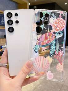 Aesthetic Sea Turtle Seashell Clear Phone Case For Galaxy S24/S25/S26 Phone 17 Pro Max/16/15/14 Pro Max Soft TPU Bumper Protective Cover - Multicolor - View 2