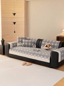 1pc Bohemian Chenille Sofa Cushion Cover, Modern Luxury Sofa Slipcover, Non-Slip Dust-Proof Fitted Sofa Cover, All Season Use, Wrinkle & Abrasion Resistant, Soft & Delicate, Protects Sofa, Machine Washable, Non-Deforming, Fade-Resistant, Durable, Pet-Proof, Stain-Resistant, Sofa Makeover, Sofa Decor, Enhances Ambiance, Fits 1-4 Seater, L-Shaped Sofa - Grey - View 3