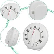 Kitchen Timer Manual, 60 Minutes Round Shape Timer Cooking Ring Mechanical Counter Alarm Clock Wind Up Timers Home Egg Baking Steaming Visual Countdown Teacher Exercising Meeting White - 1 - View 6