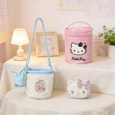  Túi MINISO Sanrio Hello Kitty, Thiết kế thêu tinh tế, Dung tích lớn, Quà tặng & Vật dụng sử dụng hàng ngày (1 chiếc)