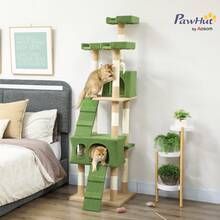 PawHut 68 Inches Cat Tree, Multi-Level Large Cat Tower Condo With Scratching Posts, Perches, Cat Houses, Dangling Toy, Green - 綠色 - 查看 2