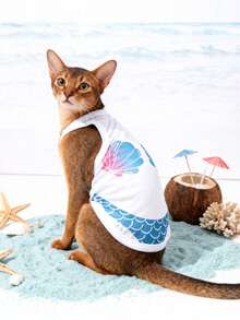 LUCKIE PAW Áo khoác cho thú cưng in hình vỏ sò nàng tiên cá Hawaii ngộ nghĩnh, có tác dụng đuổi bọ chét, giảm rụng lông, giữ ấm và thoáng khí, phù hợp cho chó nhỏ và lớn, dùng được cả trong nhà và ngoài trời. - Nhiều màu - Xem 5
