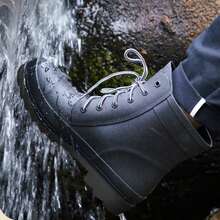 Tall Rain Boots, Fashionable Couple Style Waterproof Anti-Slip Outdoor Commuting Rain Shoes - Black - View 6