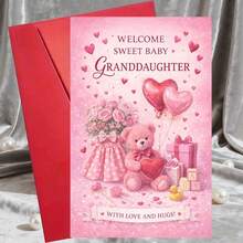 1/3 Sets Newborn Girl Welcome Card & Envelope Suitable For Nursery Decor, Baby Shower Gifts, Birth Announcement Baby Footprints, Gender Reveal Party - Multicolor - View 7