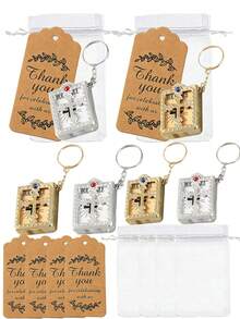 3pcs/Set Keychain Party Favor Set, Mini Bible Keychain With Thank You Tag And Organza Bag, Religious Cross Keychain Suitable For Wedding, Baptism, Communion, Birthday, Graduation Party Return Gift Souvenir - A - View 1