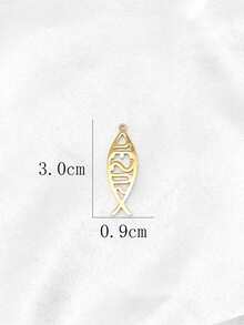 1/2 chiếc mặt dây chuyền hình cá tối giản với chữ cái rỗng, thích hợp để đeo hàng ngày. - Vàng - Xem 9