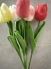 Bó hoa tulip giả kiểu INS 10/20 bông, trang trí phòng khách, bàn làm việc, đạo cụ chụp ảnh dã ngoại. - Nhiều màu - Xem 7