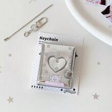 Mini Silver Photo Album, Photo Storage Bag, Album, Minimalist Cartoon Star & Heart Hollow Photo Album, Celebrity Fan Cards And Sticker Collection Album, Portable And Easy To Carry - Silver - View 14