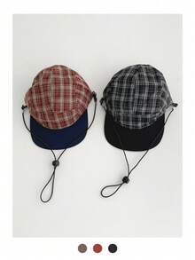 Women's Soft Crown Striped Plaid Quick-Dry Peaked Cap, Spring Summer Thin Breathable Sun Protection Outdoor Drawstring American Color Block Baseball Hat,Beach,Travel - Multicolor - View 3