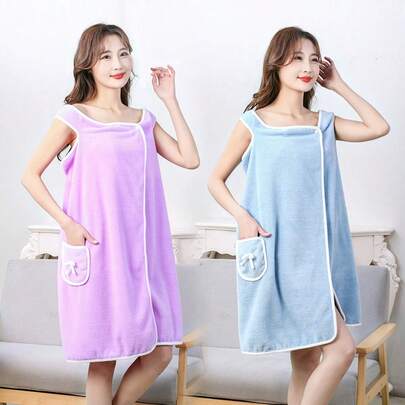 1 chiếc áo choàng tắm nữ cỡ lớn bằng vải lông san hô siêu nhẹ, có thể mặc như khăn tắm, đồ mặc nhà mùa hè, siêu mềm mại và thấm hút tốt, phù hợp cho phòng tắm, spa, phòng tập thể dục, hồ bơi, đồ ngủ đa năng và khăn trùm đầu.