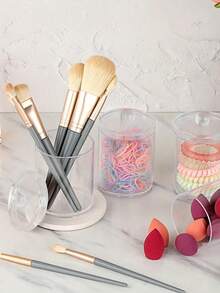 Hộp nhựa trong suốt 10oz có nắp đậy kèm khay đựng tăm bông, hộp đựng đồ trang điểm dùng để đựng bông tẩy trang, tăm bông, chỉ nha khoa, kẹp tóc, kẹp giấy, dây buộc tóc (Màu hồng) - Hồng - Xem 5