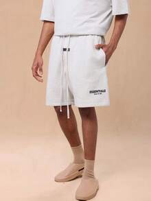 Essentials Fear Of God SS22-05 Men's Casual Sweat Shorts Runs 1 Size Large , Lightweight Breathable Drawstring Shorts For Fitness, Streetwear, 3 Colors - 清淡燕麥片 - 查看 5