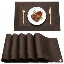 Set Con 8 Piezas Manteles Individuales 45cm x 30cm Elegantes Modernos Minimalista Antideslizantes Lavable Resistente Al Calor Para Platos Mesa Comedor Fiestas Cumpleaños Eventos Ocasiones Especiales Dia De Las Madres - Café - Ver 2