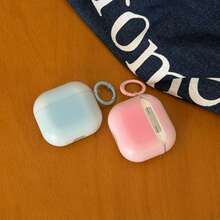 Korean Style Matte 5-Color Gradient + Circular Ring Earphone Case Suitable For AirPods Pro 3, New Pro 2, Cute Apple 4 Minimalist 3, Personalized 1/2 Earphone Case For Women - 彩色 - 查看 6