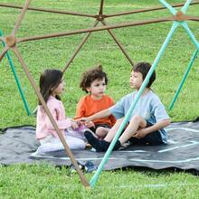 MERAX 13ft Geometric Dome Climber Play Center, Kids Climbing Dome Tower With Hammock, Rust & UV Resistant Steel Supporting 1000 LBS - Coffee + Green - View 6