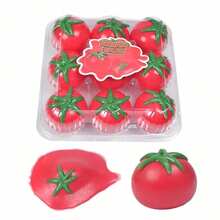 1pc Tomato Stress Relief Ball - Unbreakable Squeeze Toy To Release Pressure - Multicolor - View 1