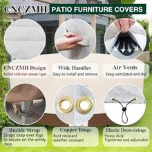 Fundas de Servicio Pesado para Muebles de Patio Impermeables Funda para Muebles de Exterior Redonda 600D Impermeable para Sofá Seccional Mesa de Comedor al Aire Libre y Juego de Fundas para - Beige Marrón - Ver 5