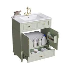 Vanity Unit With Ceramic Basin, Soft-Close Drawer, Modern Bathroom Furniture Offering Ample Storage Space, Metal Handles And Overflow Protection, 81 * 45.5 * 86.5 Cm, Green - Mint Green - View 7