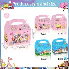 SpongeBob SquarePants 12pcs/Set Cute Cartoon Character Themed Party Gift Box - Creative Paper Gift Bags Collectible Edition Food Gift Box, Random Character Pink And Style, Birthday Party Surprise Party Supplies Candy Box, Party Decor Gift Bag, Best Holiday Gift Box For Friends, Party Atmosphere Decoration Gift Box, Perfect Party Decoration Gift Box - A - View 5