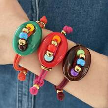 1pc Niche Design Dopamine Colorful Beaded Pig Nose Woven Adjustable Bracelet, Suitable For Women's Daily Wear - Beaded Pig Nose Bracelet - View 2