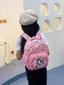 1个独角兽尼龙轻便拉链卡通背包，适合日常四季使用 - A - 查看 2