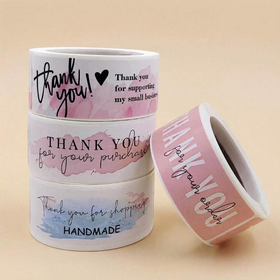120pcs/Roll Thank You Rectangular Stickers, Gift Packaging Sealing Labels, Baking Package Seals, Holiday Decoration Stickers, Stationery Stickers - Multicolor - View 1