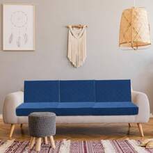 Newwiee - 8 fundas elásticas para cojín de patio para exteriores para muebles de patio sofá fundas de repuesto de tela jacquard tela suave lavable clásico - Azul marino - Ver 8