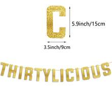Banner lấp lánh Thirtylicious - Banner chúc mừng sinh nhật lần thứ 30 - Trang trí kỷ niệm 30 năm ngày cưới - Trang trí tiệc sinh nhật cột mốc - F-Flash Vàng - Xem 3