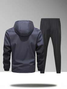 1 Set Men's Sports Wind-Resistant Breathable Tracksuit, Jacket & Pants Spring - Dark Grey - View 2