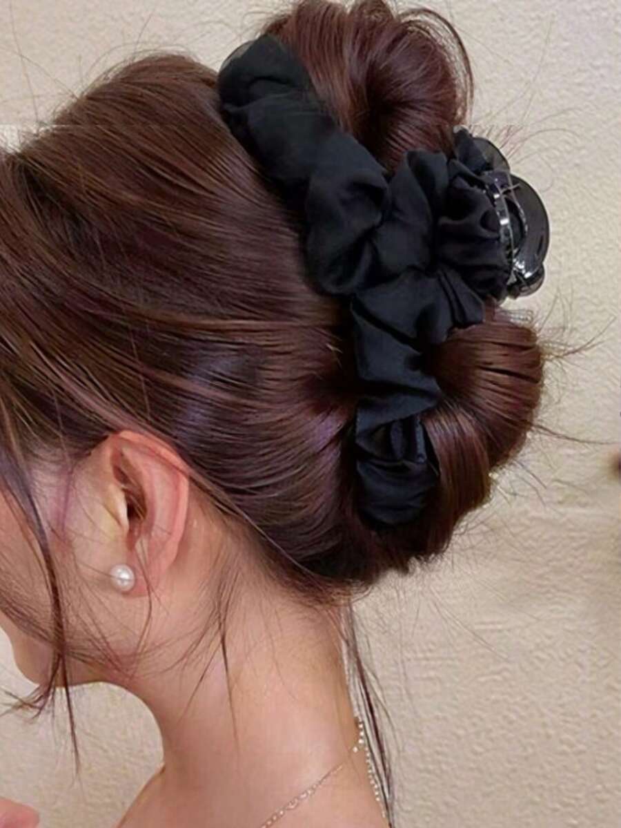 1pc Super Fairy Summer Mesh Hair Claw Beach Accessories Vacay Hair Clips Summer Beach Claw Clips - Black - View 1