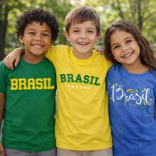 Kids' T-Shirt Brazil 100% Cotton - World Cup - 黃色 - 查看 9