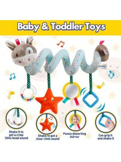 1pc Baby Donkey Hanging Crib Doll, Infant Doll Suitable For 0-12 Months Old Boys & Girls, Plush Spiral Hanging Doll, New Year & Christmas Gift