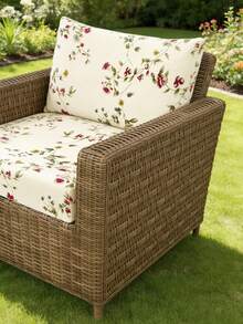 1件装户外夏季花卉牛奶丝印花沙发垫套，高弹防尘可水洗简约现代四季户外藤编沙发垫 - 彩色 - 查看 6