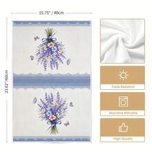 1 pieza Toalla de cocina y paño de cocina con estampado de lavanda, estilo lindo, absorbente y de secado rápido, material de microfibra súper suave, impresión digital rectangular de 40*60CM, adecuado para la decoración de la cocina del hogar, decoración de fiestas al aire libre - Multicolor - Ver 4