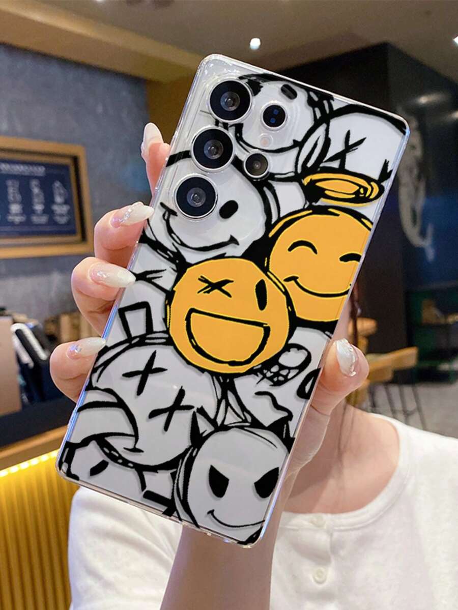 适用于三星 Galaxy S24/S25/S26 Ultra 和 17 Pro Max/16/15/14 的涂鸦风格透明手机壳，全包防摔保护套 - 彩色 - 查看 1