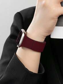 Huastonband 適用於 Series 3/2/1/SE/S11/S10/S9/S8/S7/S6/S5/S4/S3 Ultra，酒紅與黑色矽膠錶帶，適合 38/40/41/42/44/45/46/49mm 手錶，男女通用智慧手錶配件替換錶帶，新年/情人節女性配件，夏季海灘、派對、聚會、假期、畢業季、返校季，學生、同學禮物 - 酒紅配黑 - 查看 7