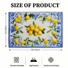 [Lemon Floral Placemats] 4pcs Pack Lemon & Floral Placemats Suitable For Dining Table - Lemon Flower, Durable Polyester Rectangular Placemats, Party Decor, Lemon-Themed Table Setting - 12*18 Inches - View 8